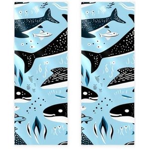 YTYVAGT Badkamer handdoeken, workout handdoeken voor gym zweet, yogamat handdoek, cartoon dolfijn vis zee zwart blauw, 2-st