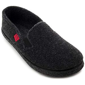 Andrés Machado Unisex Slippers met gesloten hak - dames en heren, zomer en winter gesloten teen AM002 - vilten bovenkant, met anti-slip rubberen buitenzool – Zwart, EU 39