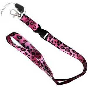 Fako Bijoux® - Keycord Print - Lanyard - Sleutelkoord - Badgehouder - 51cm - 20mm - Luipaard Roze