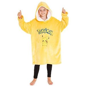 Pokemon Pikachu Charizur Trui voor kinderen, oversized fleece sweatshirt, warme plaid poncho, kinderen, jongeren, eenheidsmaat (Gele Pikachu)