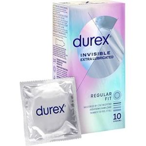 Durex Onzichtbare condooms – extra dun condooms voor intensief gevoel bij het gemeenschappelijk liefdesspel (Extra Lubricated 10)
