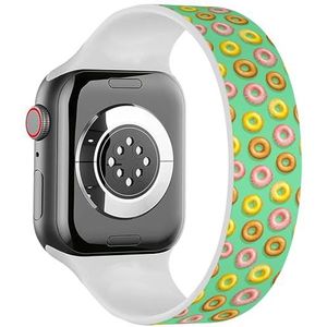 Solo Loop Band Compatibel met All Series Apple Watch 42/44/45/49mm (Geel Roze Donuts) Elastische Siliconen Band Strap Accessoire, Siliconen, Geen edelsteen