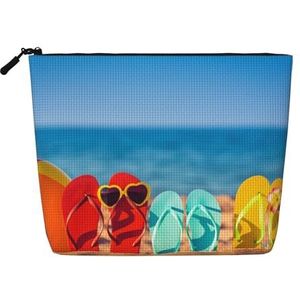 FZGGWYHL Flip-Flops op een zandstrand bedrukte nephennep make-uptas dagelijkse opbergtas, Zwart, Eén maat, Tas Organizer