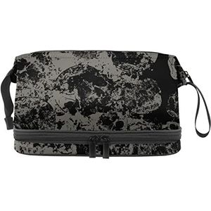 Dubbellaags Cosmetische Tas Schedel Draagbare Make-up Tas Reizen Organizer Pouch Voor Vrouwen Meisjes Toiletries Tassen, Meerkleurig, 27x15x14 cm/10.6x5.9x5.5 in, Make-up zakje