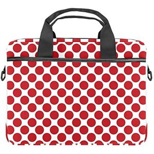 Polka Dots Rode Laptop Schouder Messenger Bag Crossbody Aktetas Messenger Sleeve voor 13 13.3 14.5 Inch Laptop Tablet Beschermen Tote Bag Case, Meerkleurig, 11x14.5x1.2in /28x36.8x3 cm