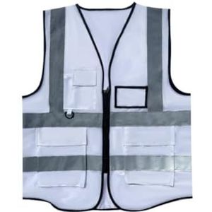Kamizelki bezpieczeństwa, Reflecterend veiligheidsvest met hoge zichtbaarheid, veelkleurig for bouwverkeer, fietsen en buitenwerk(White)