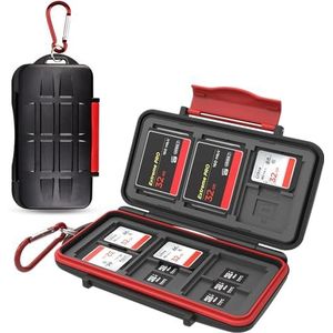 Kiorafoto Geheugenkaarthouder met 36 sleuven voor 18 TF + 12 SD + 6 CF-kaarten, MSD Micro SD SDHC SDXC SDUC-geheugenkaarten met karabijnhaak, compact en draagbaar