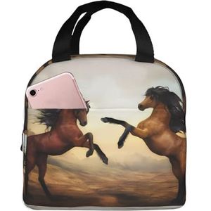 KadUe Jumping Horse geïsoleerde lunchtas unisex herbruikbare draagtas voor werk, picknick, camping