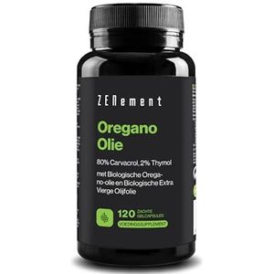 Oregano-olie, Gestandaardiseerd op 80% Carvacrol en 2% Thymol – Met Biologische Extra Vierge Olijfolie voor Betere Opname – 120 Softgel Capsules – Zenement