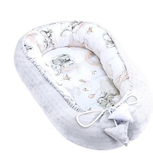 Nestje Baby - Babynestje Voor Pasgeborenen Minky Babynest voor kinderbed Veelzijdig draagbaar Nest knuffelnest accessoire voor babybed warm winter cocon Olifant lichtgrijs