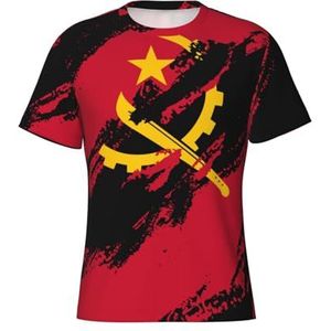 Angola Vlag Kleur 3D Gedrukt Patriottische Strakke T-shirt Tees Sport Voetbal Shirts, Meerkleurig, XXL