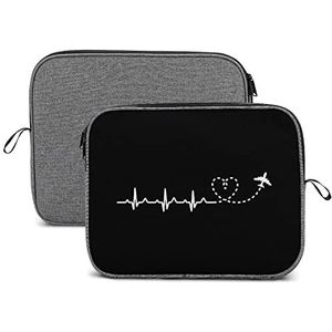 Vliegtuig Pilot Heartbeat Laptop Sleeve Case Beschermende Notebook Draagtas Reizen Aktetas 14 inch