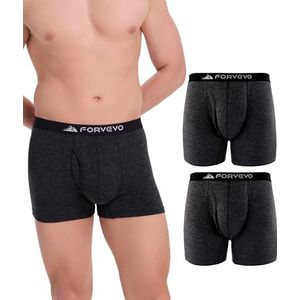 FORVEVO Set van 2 boxershorts van merinowol, ademend wollen ondergoed voor heren, comfortabele vochtafvoerende boxershort, Donkergrijs, L