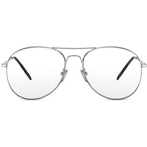 Cheapass Zonnebrillen anti-Blauw licht blokkerende bril en een Rechthoekig Glanzend Zilver Frame schermbescherming voor computergamen werken lezen om te slapen beter Dames Heren