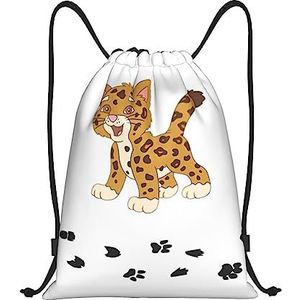 DEHIWI Leuke Baby Jaguar Trekkoord Rugzak Tas Waterdichte Sport String Bag Sackpack Cinch voor Gym Winkelen Sport Yoga, Zwart, Small