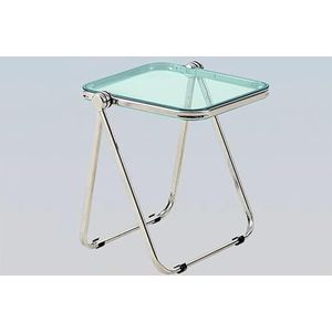 LIUWOPA Acryl Opvouwbare Tafel, Transparante Draagbare Bijzettafel, Sofa Bijzettafel, Kleine Ruimten Tv Trays Tafel Kruk Voor Bank Snack
