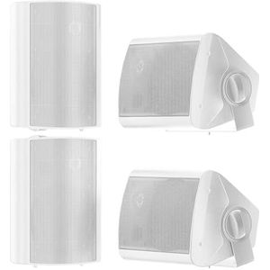 STUDIOFINIX 5,25 Inch 600W Outdoor Speakers Waterdichte Weerbestendige Indoor Outdoor Speakers voor Tuin Patio Binnen (Wit, 2 paar)
