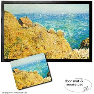 1art1 Claude Monet, The Customs House At Varengeville, 1882 Deurmat (60x40 cm) + Muismat (23x19 cm) Cadeauset