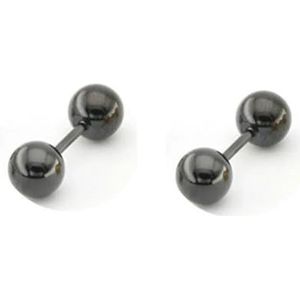 2 stuks Retro 2 3 4 5 6 8mm Heren Roestvrij Staal Bal Barbell Zwart Goud Kleur Mode Oor Piercing Studs Oorbellen