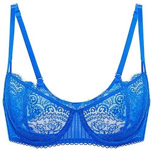 DOBREVA Dames Beugelbeha X-Back Balconette met Kant zonder Inzetstukken Luchtblauw 85B