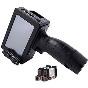 Handheld Inkjet -printer Handheld Jet Print 12.7mm 0.5 Inch Inkjet Printer Industriële Handheld Traceerbaarheid Draagbare Printer Niet gemakkelijk te vervagen(1set with 2Black Ink)