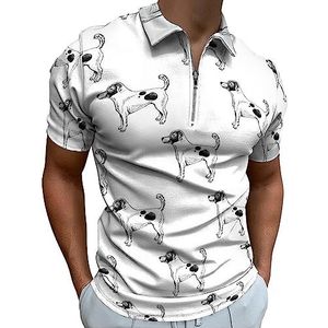 Jack Russell Terrier Patroon Poloshirt voor Mannen Casual Rits Kraag T-shirts Golf Tops Slim Fit
