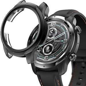 Watch Case BZN for Ticwatch Pro X Electroplated TPU Half verpakt horloge beschermhoes (zwart) (zilver) (goud) enz. (Color : Black)