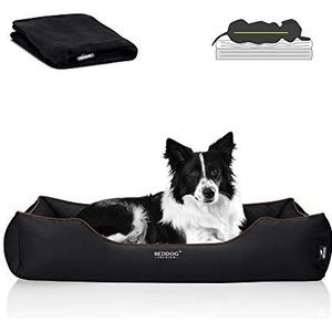 BedDog Premium Orthopedisch hondenbed BUFFY, MEMORY FOAM, kunstleer, afneembare, inclusief deken - BLACK (zwart)