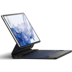 Dexnor Toetsenbordhoes voor Samsung Galaxy Tab S8+/S7 FE/S7 Plus, hoes met toetsenbord met multi-touch trackpad, magnetische standaard, S-penhouder, verlicht draadloos toetsenbord, Duits QWERTZ, zwart
