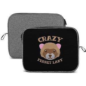 Crazy Ferret Lady Laptop Sleeve Case Beschermende Notebook Draagtas Reizen Aktetas 14 inch