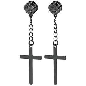 2 stks Punk Mens Sterke Magneet Magnetische Kruis Oor Stud Set Non Piercing Oorbellen Nep Oorbellen Cadeau voor Vriendje Minnaar Sieraden