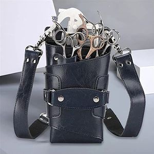 Schaartas van leer, kappersschaarholster, gereedschapstas for kappers(Blue)