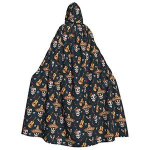 WURTON Unisex Hooded Mantel Voor Mannen & Vrouwen, Carnaval Thema Party Decor Mexicaanse Schedel Print Hooded Mantel