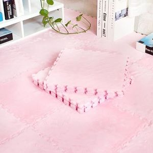 Zeyeo 36 Stuks 0,4 Inch Dikke Pluche Schuim In Elkaar Grijpende Vierkante Puzzeltapijt - Snijdbare, Antislipmatten Voor Thuis- En Commercieel Gebruik(Pink)