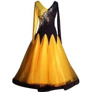FZHQNZJF Wals Dansjurken Met Strasssteentjes Flamenco Balzaal Competitie Danskleding Foxtrot-Tango Prestaties Kostuums Borduursel Nationale Standaard Dansende Kleding,C,L