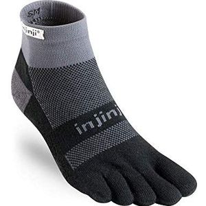Injinji Heren Run Midweight Mini Crew Toesocks, Zwart/Grijs, M