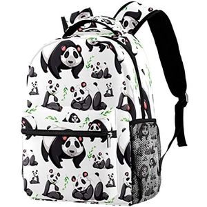 Lichtgewicht Rugzak Klassieke Casual Dagrugzak Leuke Panda Bamboe Patroon