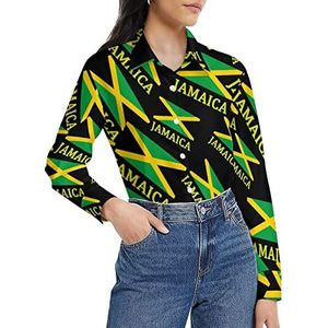 Jamaicaanse vlag damesshirt met lange mouwen en knoopsluiting casual werkshirts tops L