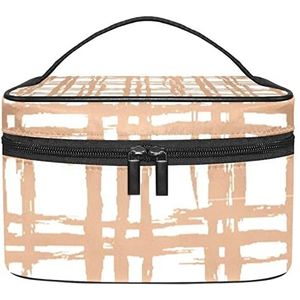 Plaid make-up organizer tas, reismake-up tas organizer case draagbare cosmetische tas voor vrouwen en meisjes toiletartikelen, Meerkleurig, 22.5x15x13.8cm/8.9x5.9x5.4in