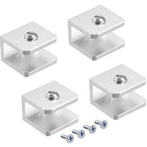 4 stuks glazen plankbeugels - verstelbare aluminium glasklemhouder rechthoek for 5-8 mm dikte