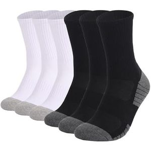Unisex enkelsokken, vochtafvoerende hardloopsokken for heren en dames, ademend en comfortabel(3White 3Black,XL(47-50))