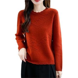Dames Kasjmiertrui For De Herfst, Winter Zachte Warme Wollen Trui Lange Mouwen Ronde Hals Gebreide Pullover Casual Korte Gebreide Trui For Buiten, Kantoor(Red,XL)