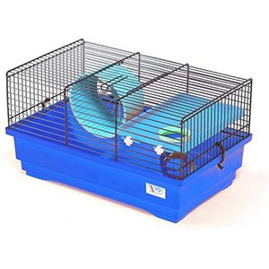 Decorwelt Hamsterstokken, blauw, buitenmaten, 40 x 25,5 x 22 cm, knaagkooi, hamster, plastic, kooi met accessoires