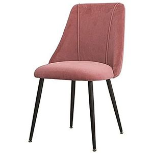 GEIRONV 1 stuks gezellige meubels Moderne eetkamerstoel, Meubel Keuken Flanel en Metal Ergonomische Bureaustoel 50 × 56 × 85cm Eetstoelen (Color : Pink)