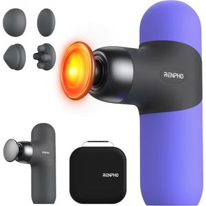 RENPHO Mini Thermisch massagepistool met warmtefunctie, mini massagepistool, draagbaar modieus percussiemassageapparaat, met gekleurde siliconen hoezen, reisformaat met draagtas, voor spiermassage,