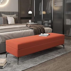 Schoenopbergbank Ottomaanse Opbergbanken Decoratie Meubels Voetsteun Multifunctionele Bank, Einde van Bed Bench Seat Met opbergruimte, Kunstleer Lift Top Opslag Ottomaanse Bank (Bruin-rood,