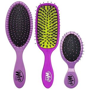 Wet Brush Originele ontklitter haarborstel - paars (pak van 3) - exclusieve ultrazachte IntelliFlex borstelharen - glijden door wirwar met gemak voor alle haartypen - voor vrouwen, mannen, nat en droog haar