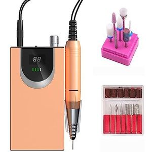 Nagelvijl elektrisch, Draagbare draadloze nagelboormachine, 30000 RPM oplaadbare manicure elektrische nagelvijlboormachine(Champagne Set)