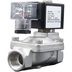 1 stuk ventiel magneetventiel waterventiel NC hoge temperatuur ventiel roestvrij staal pilot membraan 380 12 V (DC12V-VITON, 0,75 inch)