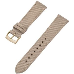 Jeniko Nieuw Design Canvas Nylon Lederen Snelsluiting Horlogeband 18 Mm 20 Mm 22 Mm Vervangende Horlogebanden (Color : Khaki Gold, Size : 22mm)